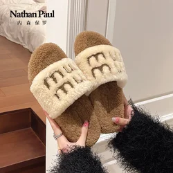 2024 new slippers women cotton mop open-toed shoes women's slippers trendy fashion warm winter lazy slippers