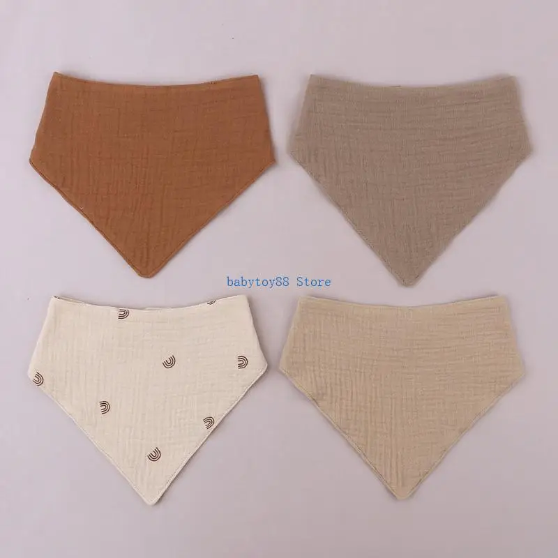 Y4UD 4 個ソフトコットンバンダナモスリン吸収性唾液タオルベビー幼児授乳よだれかけ