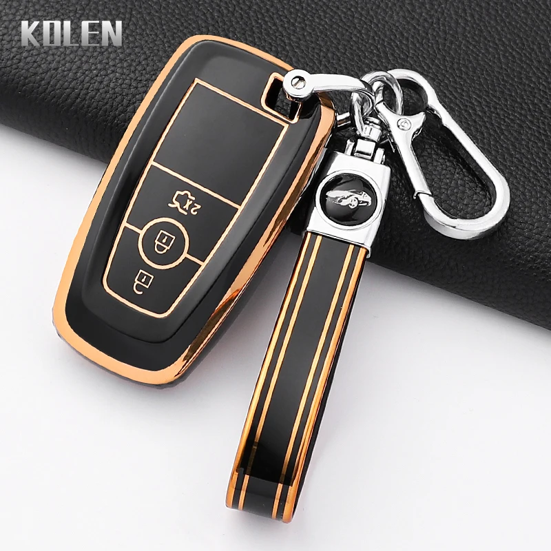 Funda para llave de coche de TPU a la moda para Ford Fusion Mustang Kuga Ecosport Explorer F-150 F-250 F-350 F-450 F-550 Raptor F150 llavero
