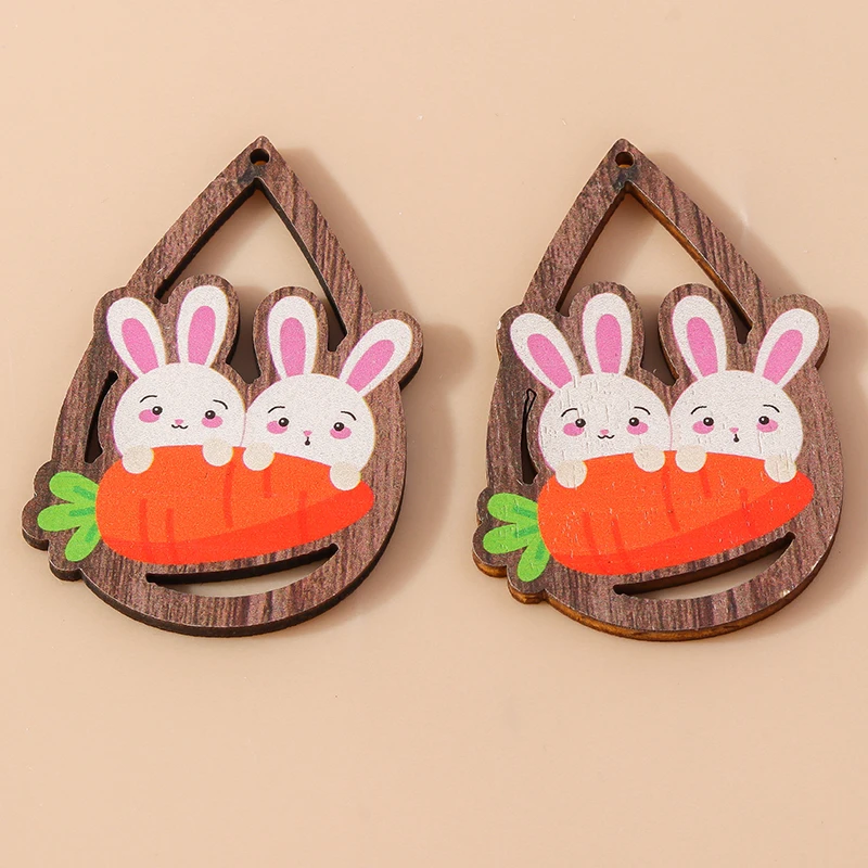 Leslie 10 Stück bunte Cartoon-Kaninchen-Osterei-Anhänger für die Schmuckherstellung, Frohe Ostern, Hasen-Anhänger, DIY-Halsketten, Ohrringe – Detail 9