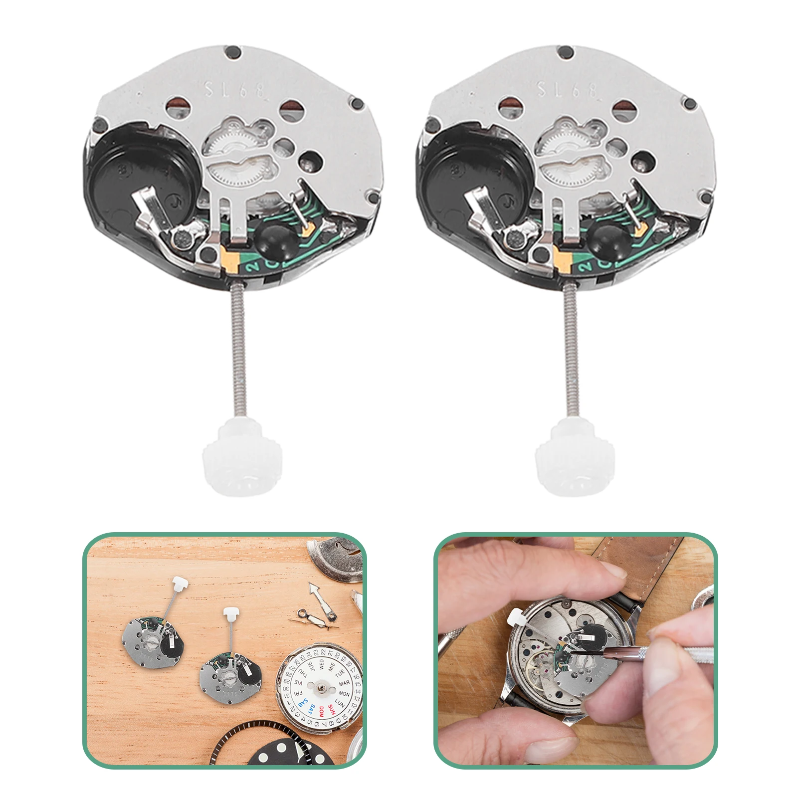 

5 Pcs Quartz Watch Movement Mechanical Dial Replacement Lightweight Calendar Mute High Torque Clock Metal Day Work