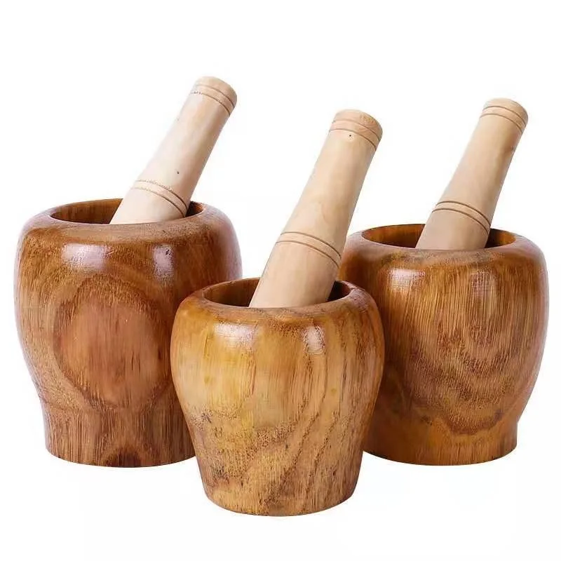 20Pcs Pestle Pugging Mill Grinding Bowl Masher Wooden Spice Grinder Manual Garlic Pepper Press Ginger Crusher Herb