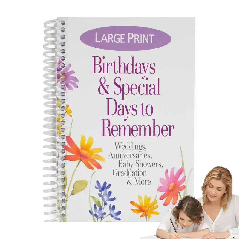 Книга с датой на день рождения, блокнот с важными датами, 12-месячный напоминание о особых событий, вечный календарь для записи дней рождения и