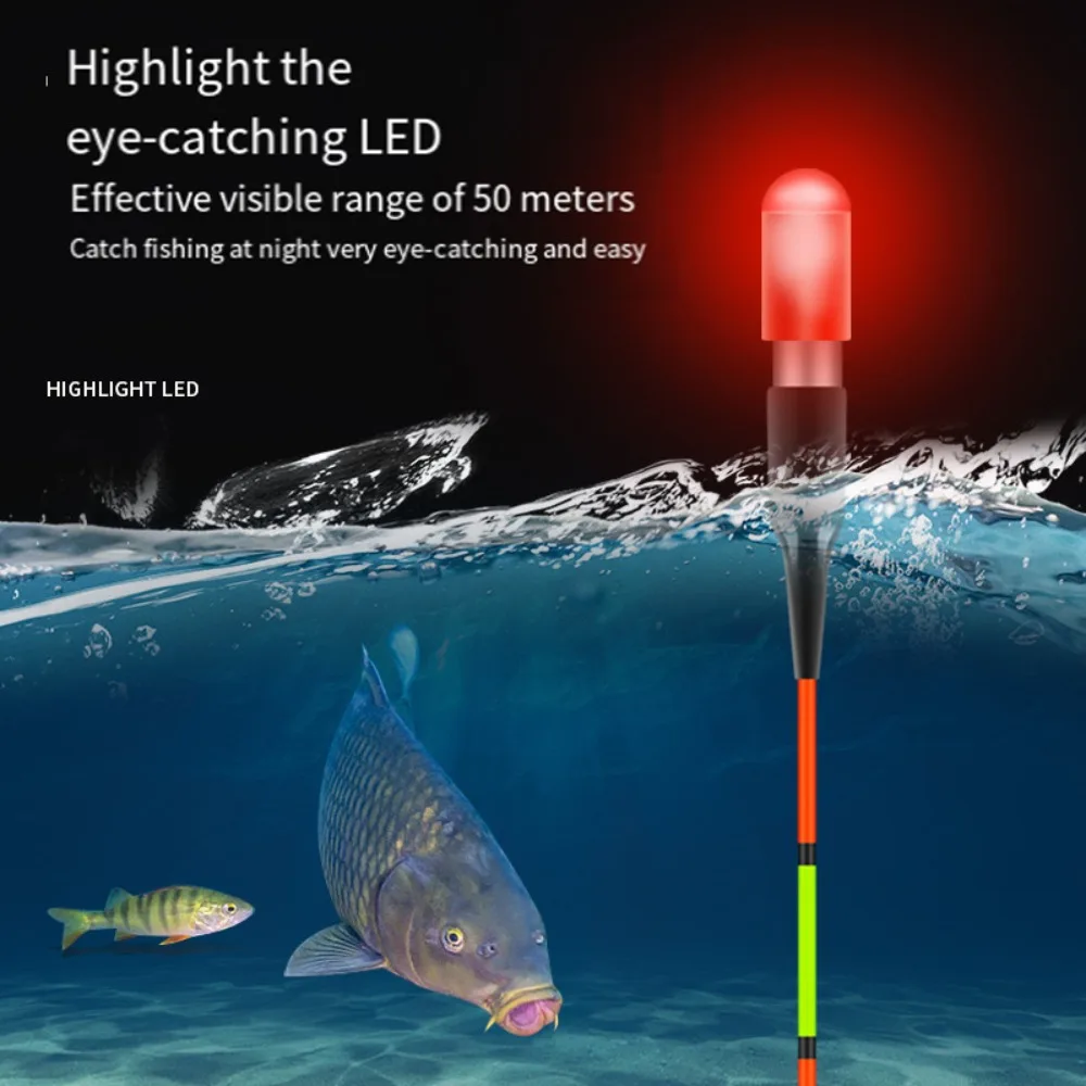 2 Set LED Electronic Light Luminous Fishing Floats Luminous Green/Red Glow Stick Drifting Tail LED Electronic Waterproof