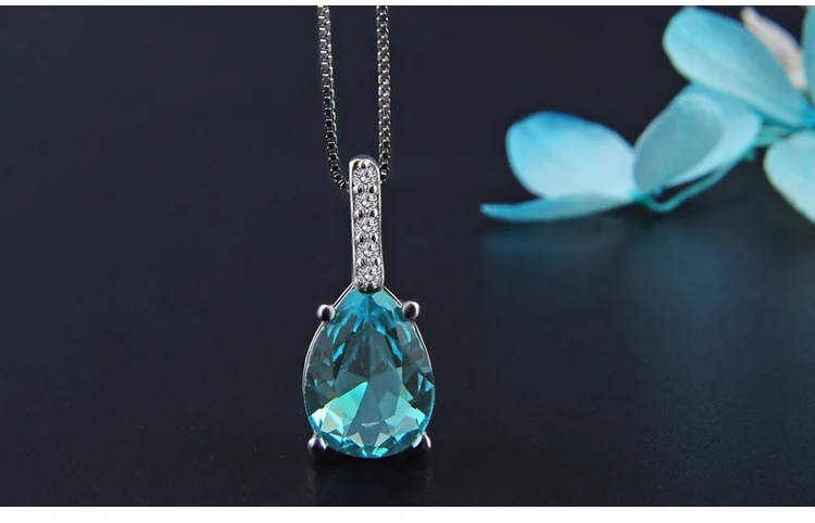 New 2021 Pure Natural Blue Topaz Pendant S925 Carat Necklace Colgantes Wedding Pendant for women dropshipping