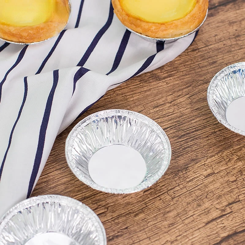 100pcs Disposable Aluminum Foil Baking Cups Egg Tart Pan Cupcake Case Tar Cake Mold Bakewares with Tin Barbecue Seasoning Cup