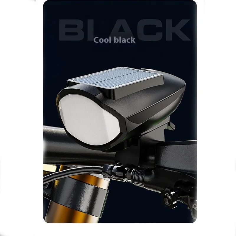 Solar Rechargeable Bicycle Headlight Horn Light Mountain Bike Night Riding Light USB Charging Outdoor