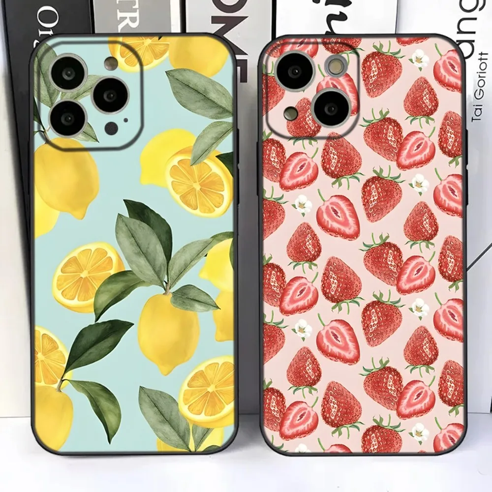 

Fruit Strawberry Lemon Cherry Phone Case For iPhone 15,14,13,12,11 Plus,Pro,Max,XR,XS,X,7,8 Plus,SE,Mini Silicone Soft