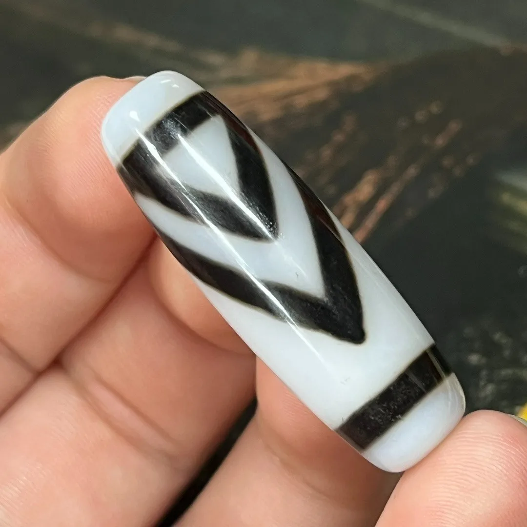 Power Tibetan Old Agate Old dZi *1 Eyes Mountains* Amulet Bead 38mm Z0407