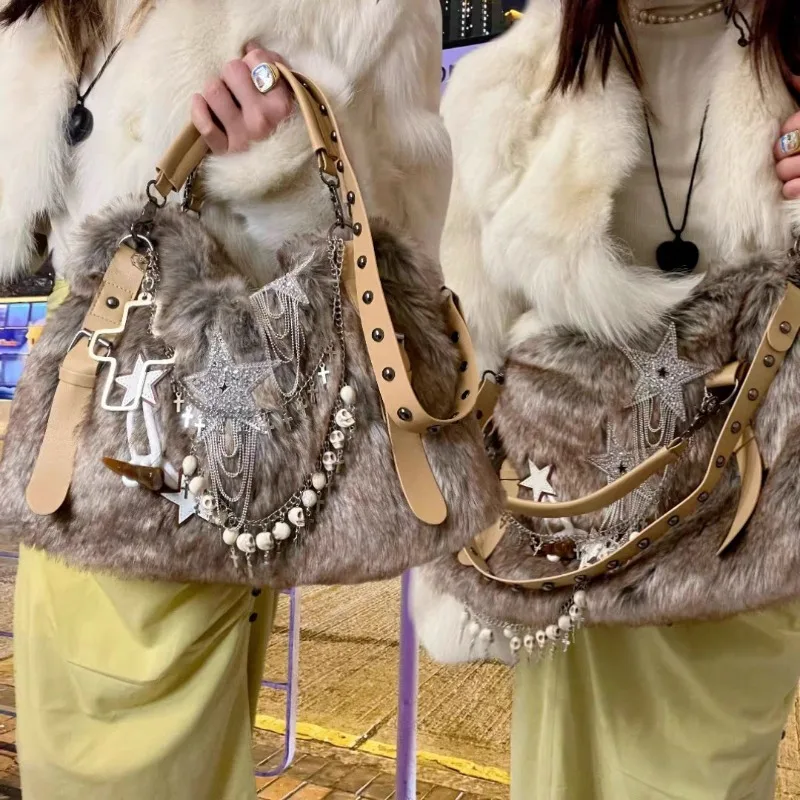 חדש תת-תרבותי חדש דמוי כוכב גולגולת עיצוב תיק כתף crossbody y2k המילניום סגנון כף יד אישית