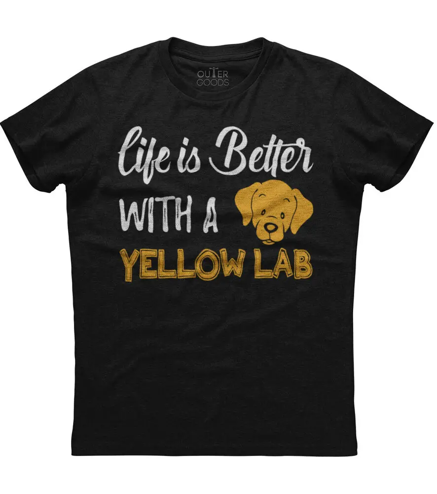 Life Is Better With A Yellow Lab Womens Short Sleeve Cotton Black T-shirtHigh quality 100% cottonUnisex T-shirts for Men Women S