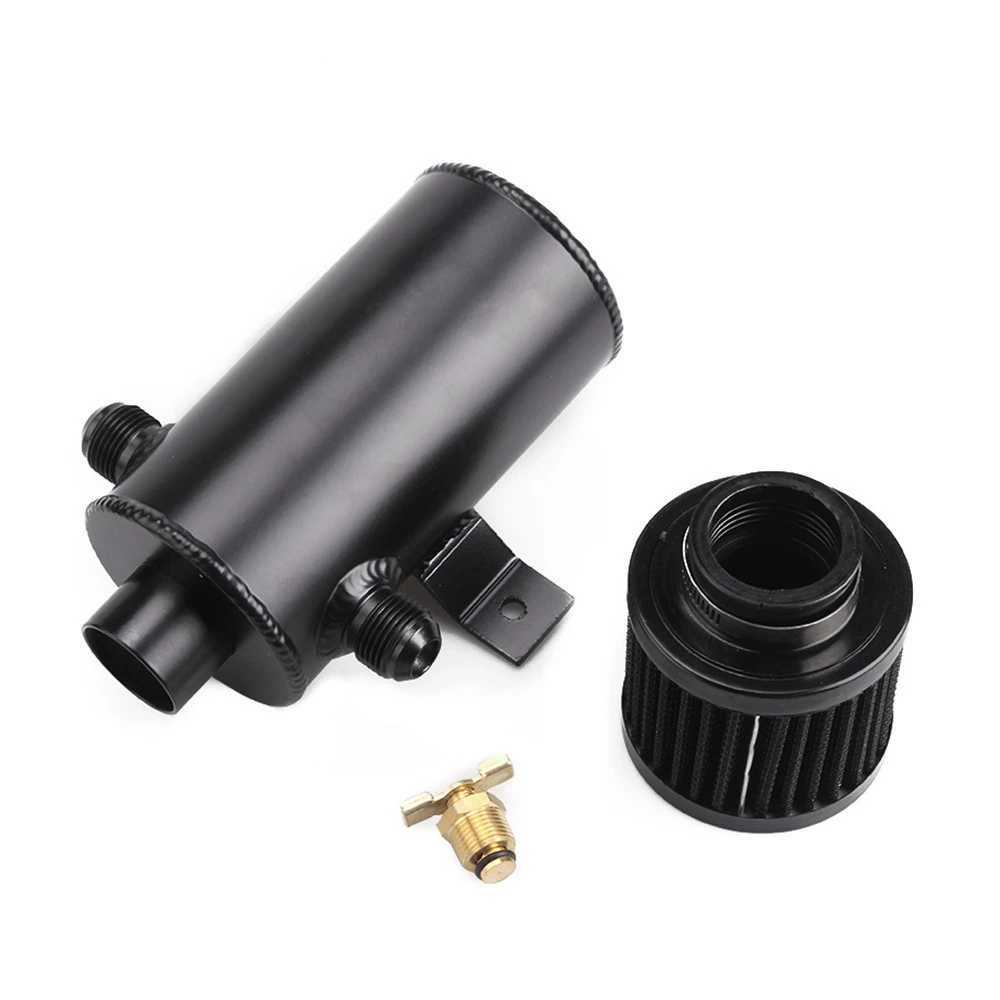 Universal AN10 Aluminium Car Baffled Engine Oil Catch Tank 750ml oil catch can with Twin Port Breather Filter Kit