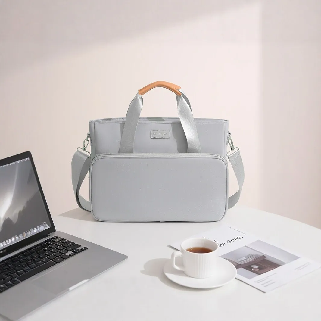 Compact polyester laptop bag with large capacity for 14-inch computer, single-shoulder bag, water-resistant business bag