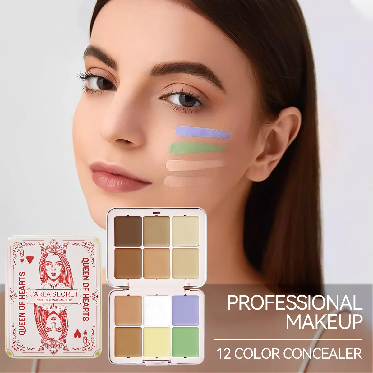 12-Color Tin Box Concealer Grooming High-gloss and Brightening Integrated Base Makeup Palette Not Stuck Powder Concealer