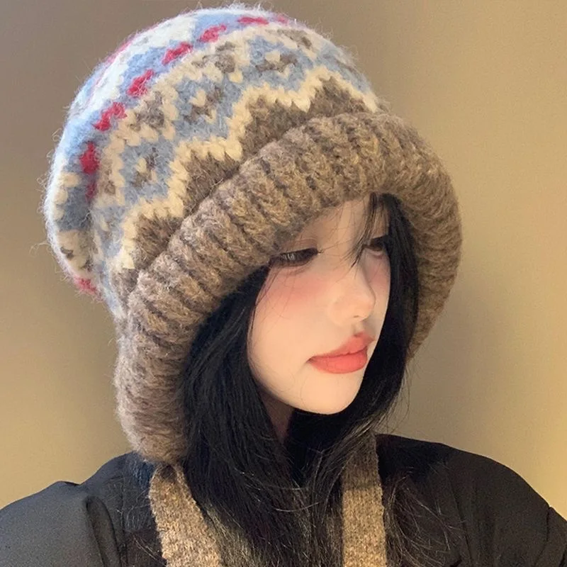 Women's Winter Warm Knit Bow Beanie Hat Soft Woolen Bucket Fashion Patterned Skull Cap Cold Weather Headwear Trendy 2026