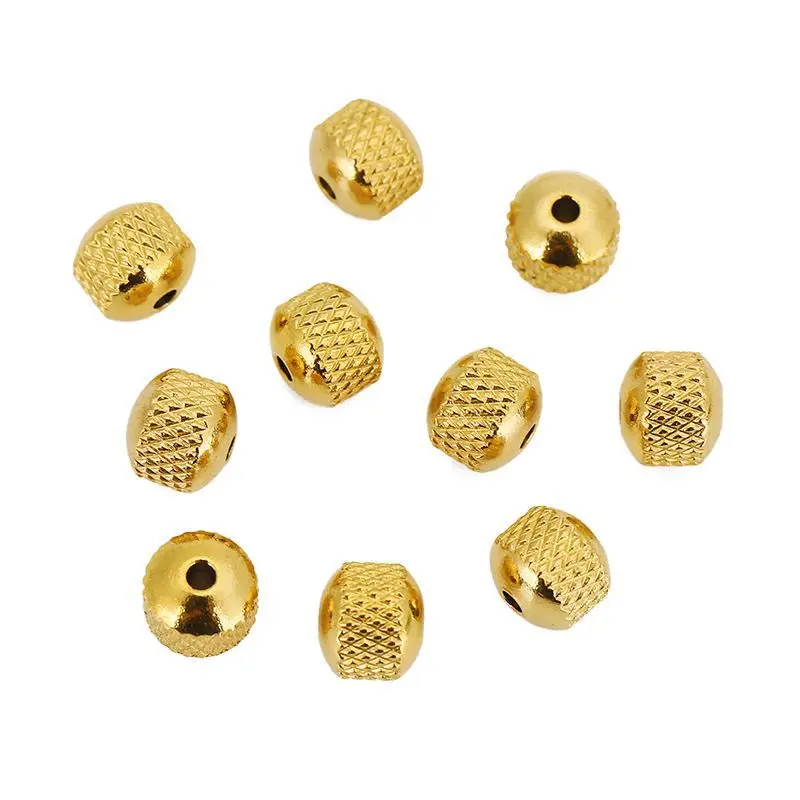 30pcs 3/4/5/6/7/8mm Stainless Steel Beads Gold Color Ridged Cyclinder Tube Spacer Loose Beads for DIY Jewelry Making Accessories