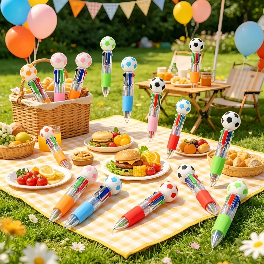 5–50 Stück kreative vierfarbige Stifte mit Fußball-Motiv für Fußballpartys, Karneval, Feiern, Geburtstag, Schulanfang, Vatertagsgeschenk – Detail 8