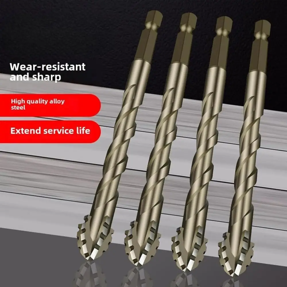 

Four-Edged Eccentric Drill Bit Skewed Head High Hardness Concrete Drill Bit Set Serrated Tile Drill Bit for 4/6Pcs Drilling Tool