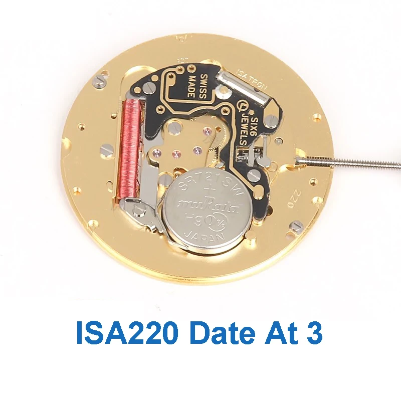 Quartz Movement Watch Accessories 6 Jewels for ISA 220 Movement Watch Date At 3 O'Clock Single Calendar Movement Replace