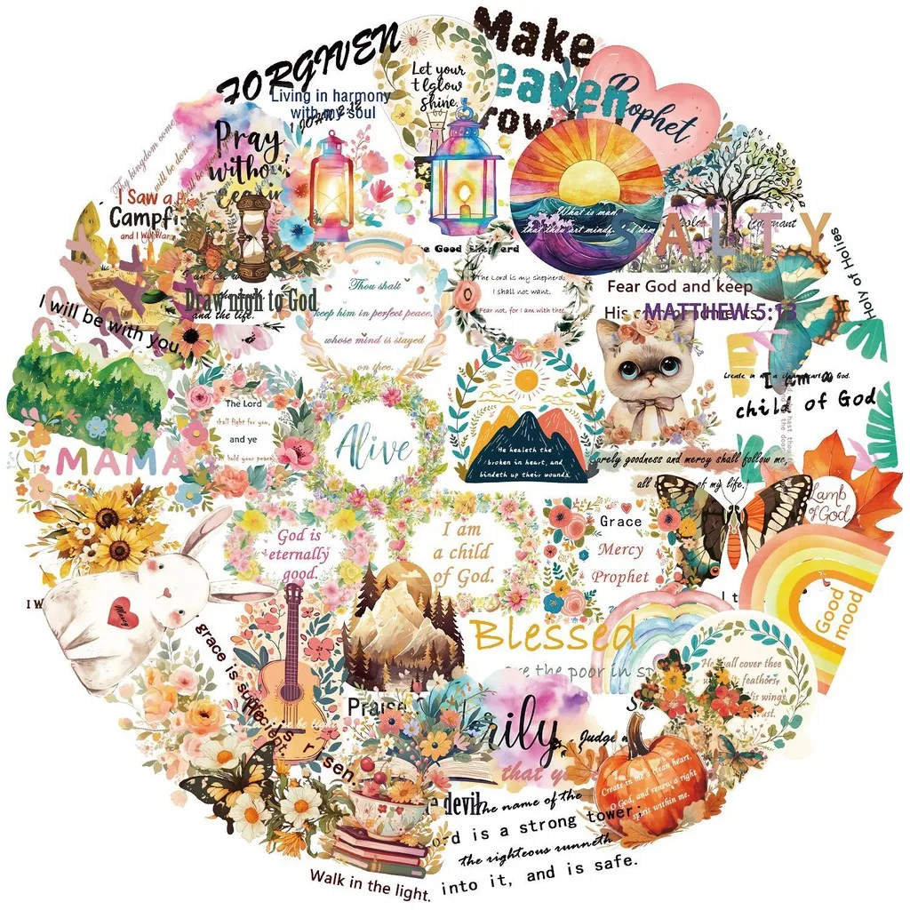 50 Pieces Cartoon Inspirational Phrase Sticker Pack - Waterproof Clear PET Decals for Journal, Guitar Giajar Sticker Store