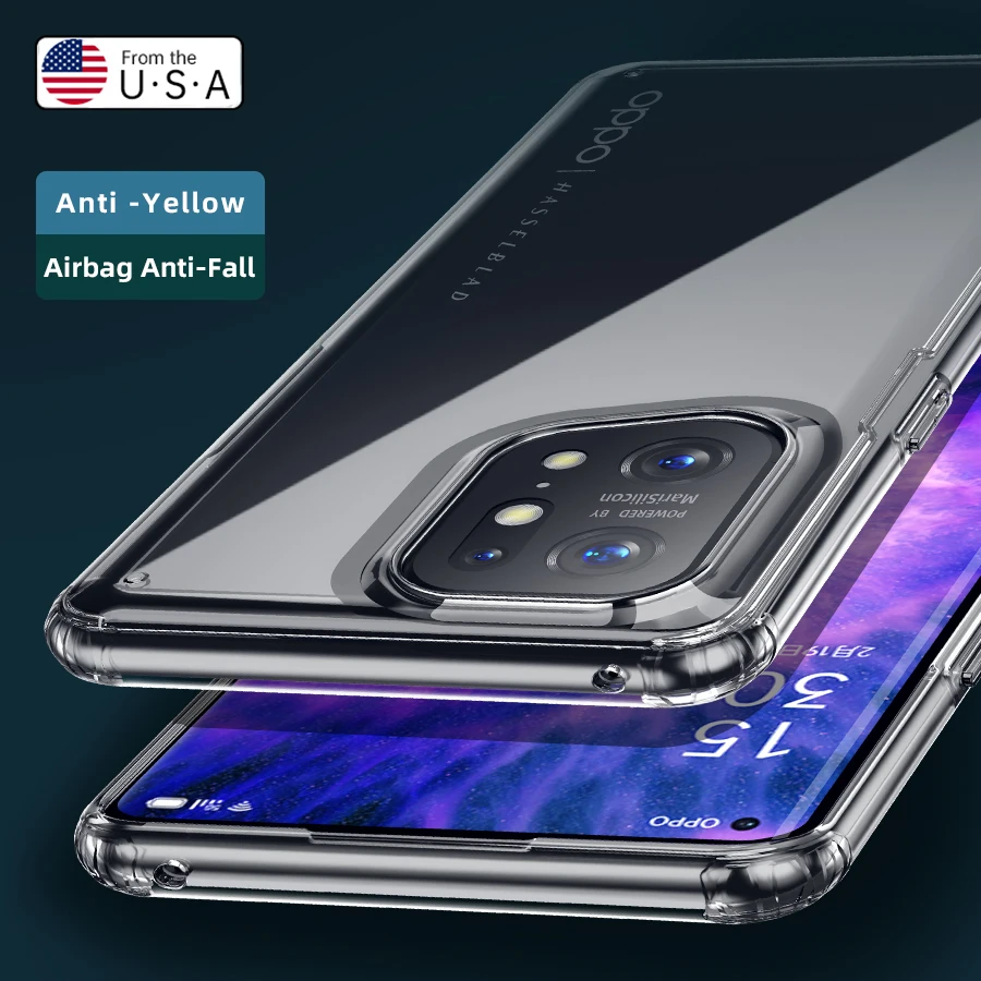 Airbag Anti-Fall Transparent Case for OPPO Find X5 Find X5PRO Anti-yellow Soft Edge PC Phone Cover image 6
