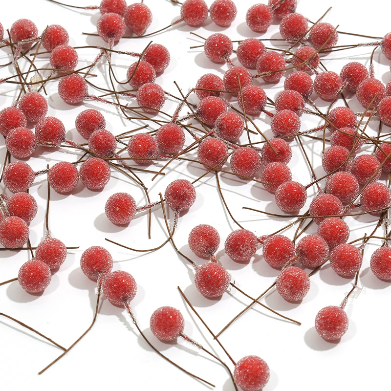 50 Teile/paket Künstliche Rote Kleine Beeren für DIY Weihnachten Kranz Grußkarte Geschenk Box Dekoration Handgemachte Weihnachtsdekoration – Detail 1
