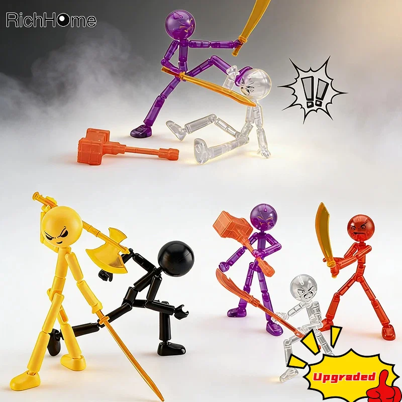 Multi-jointed Movable Action Figure Decorative Creative Stickman Movable Assembled Robot Home Office Desk Ornament Festival Gift
