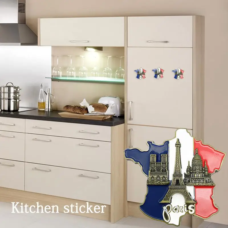 

France Map Three Buildings Fridge Stickers 3D Resin Fridge Magnets Travel Souvenirs France Map Fridge Stickers Travel Souvenir