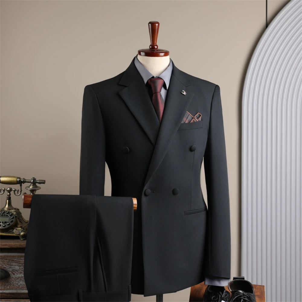 Premium Slim Fitting Tuxedo, Business Two Pieces Dancing Men's Suit Set, Fashion Casual Double Breasted Set, On Sale Outfit