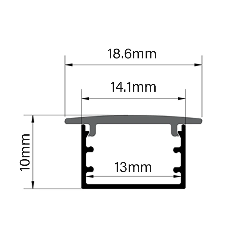 18.6x10mm LED Aluminum Profile Recessed Diffuser Embedded Aluminum Extrusion Light Strip Aluminium Profile