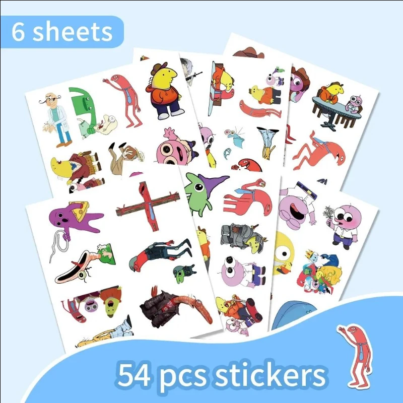 54PCS Cartoon Smiling Friends Comedy Animation Sticker DIY Decoration Waterproof Skateboard Notebook Graffiti Toy