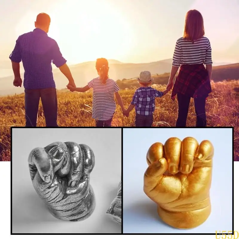 U55D 3D Plaster Hand Mold DIY Handmade Hands Mould Set with Hands for Children Birthday Valentine's Day
