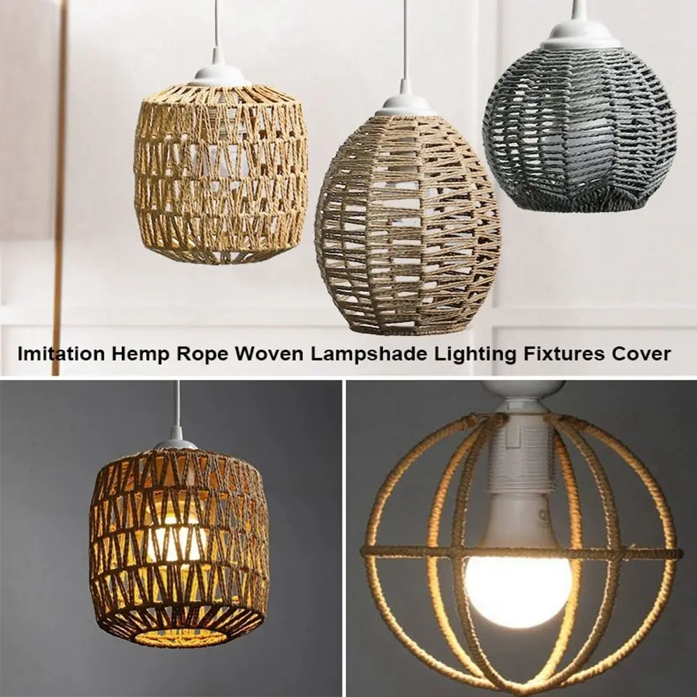 

New Imitation Hemp Rope Woven Lampshade Parts 6 Styles Lighting Fixtures Cover Hot Pot Restaurants Lanterns