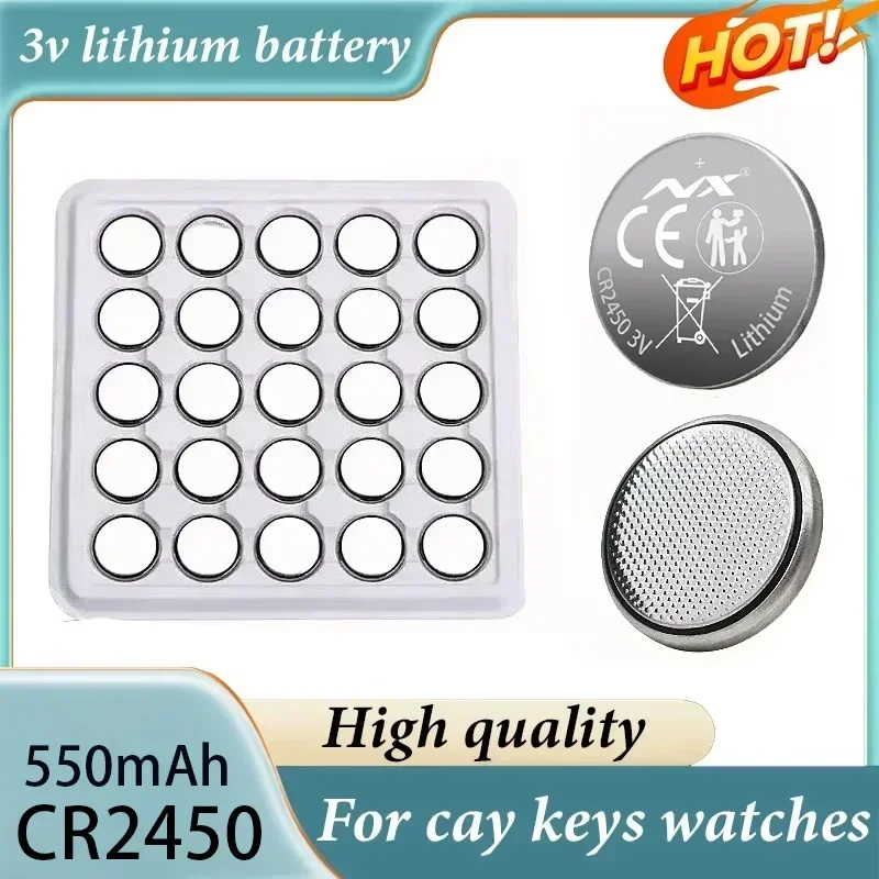 550mAh CR2450 Button Cell Battery cr2450 3V Lithium Battery Coin Batteries for Watch Calculator Toy Car Remote Scales