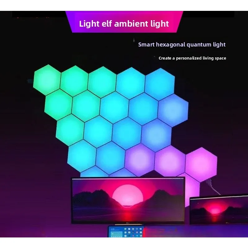 أضواء الغلاف الجوي حار بيع ذكي واي فاي لوحة ضوء غريبة أضواء الكم التحكم عن بعد لاقط الربط أضواء الجدار DIY