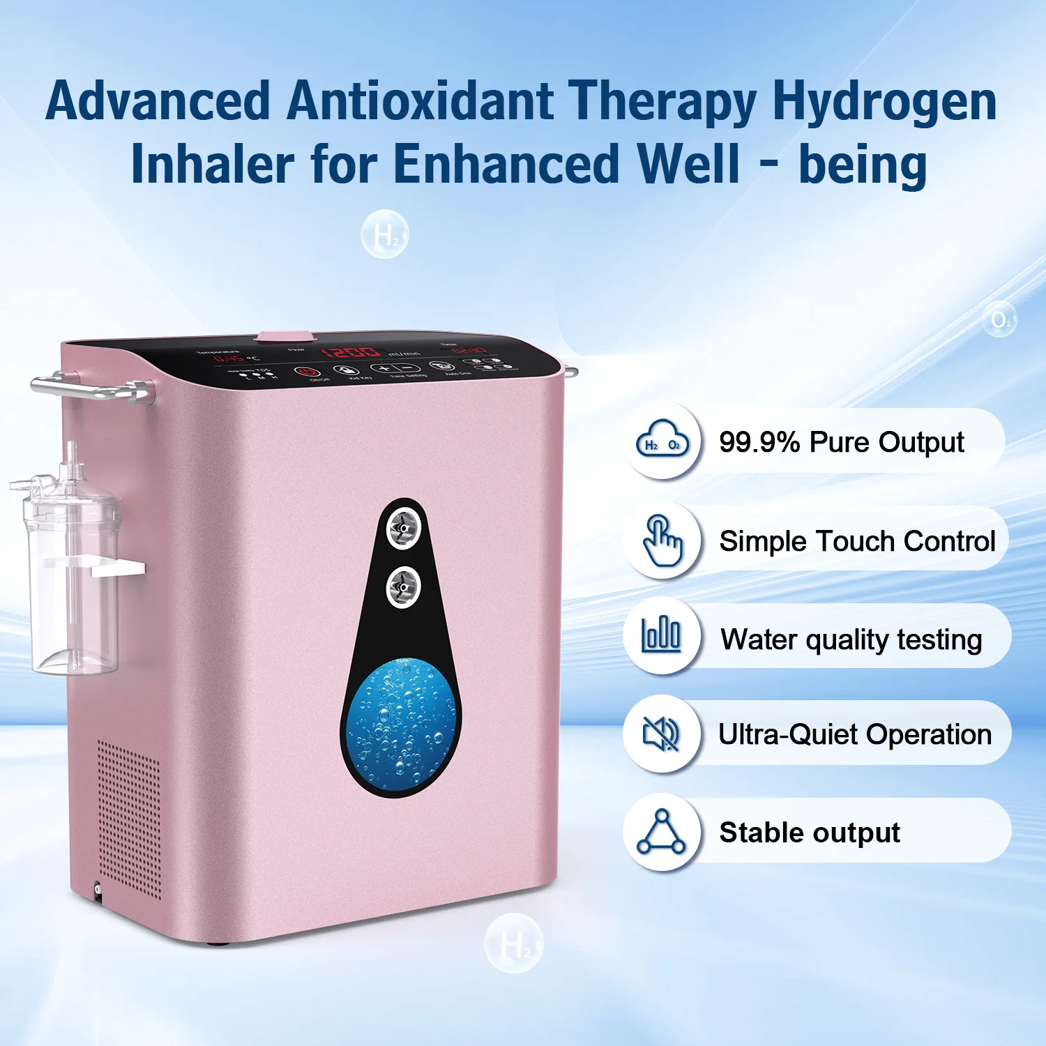 1200ml/min Hydrogen Oxygen Inhalation Machine 99.98% Pure H2 Generator DuPont PEM Dual Chamber CE Certified Home Wellness Device