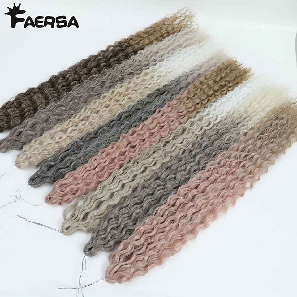 

Ocean Wave Вязание крючком Плетение волос Омбре Серые Длинные Богини Глубокая волна Синтетические волнистые вьющиеся вязанные крючком косы Волосы для модных женщин