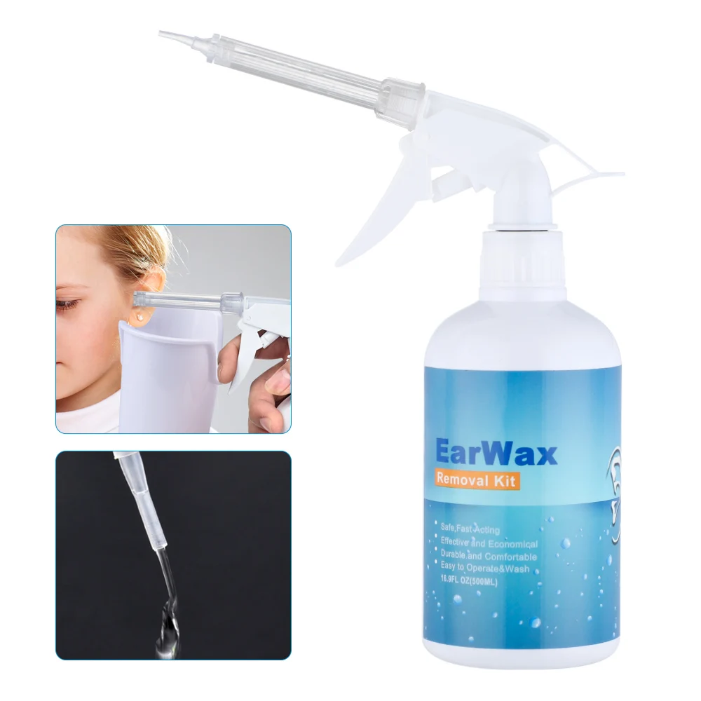 500ml Ear Cleaner Kit Ear Wax Remover Plastic Bottle Ear Irrigation Washing Set for Adults Kids Spiral Ear Cleaning Care Tool
