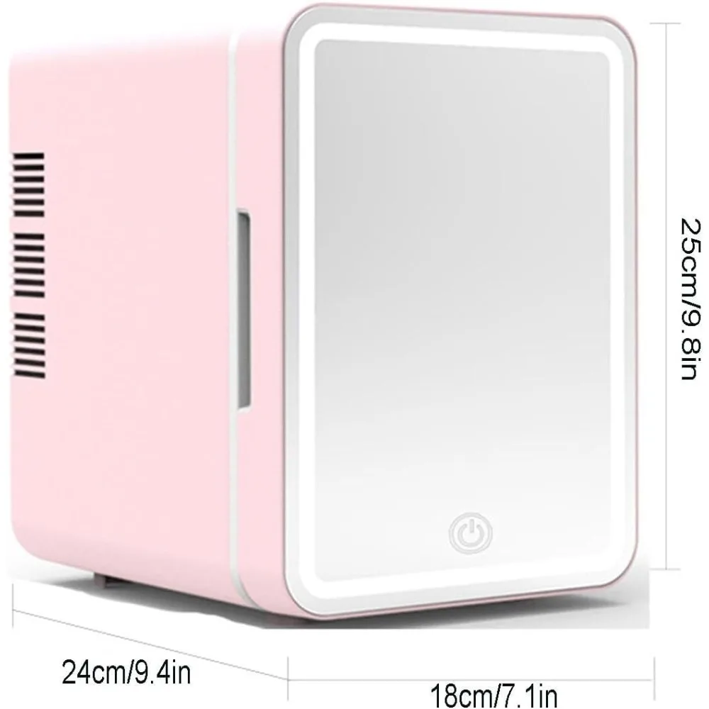ثلاجة صغيرة للعناية بالبشرة مع مرآة LED قابلة للتعتيم بسعة 4 لتر، مبرد ثلاجة محمول 220 فولت وسخان للعناية بالبشرة، بيفيرا