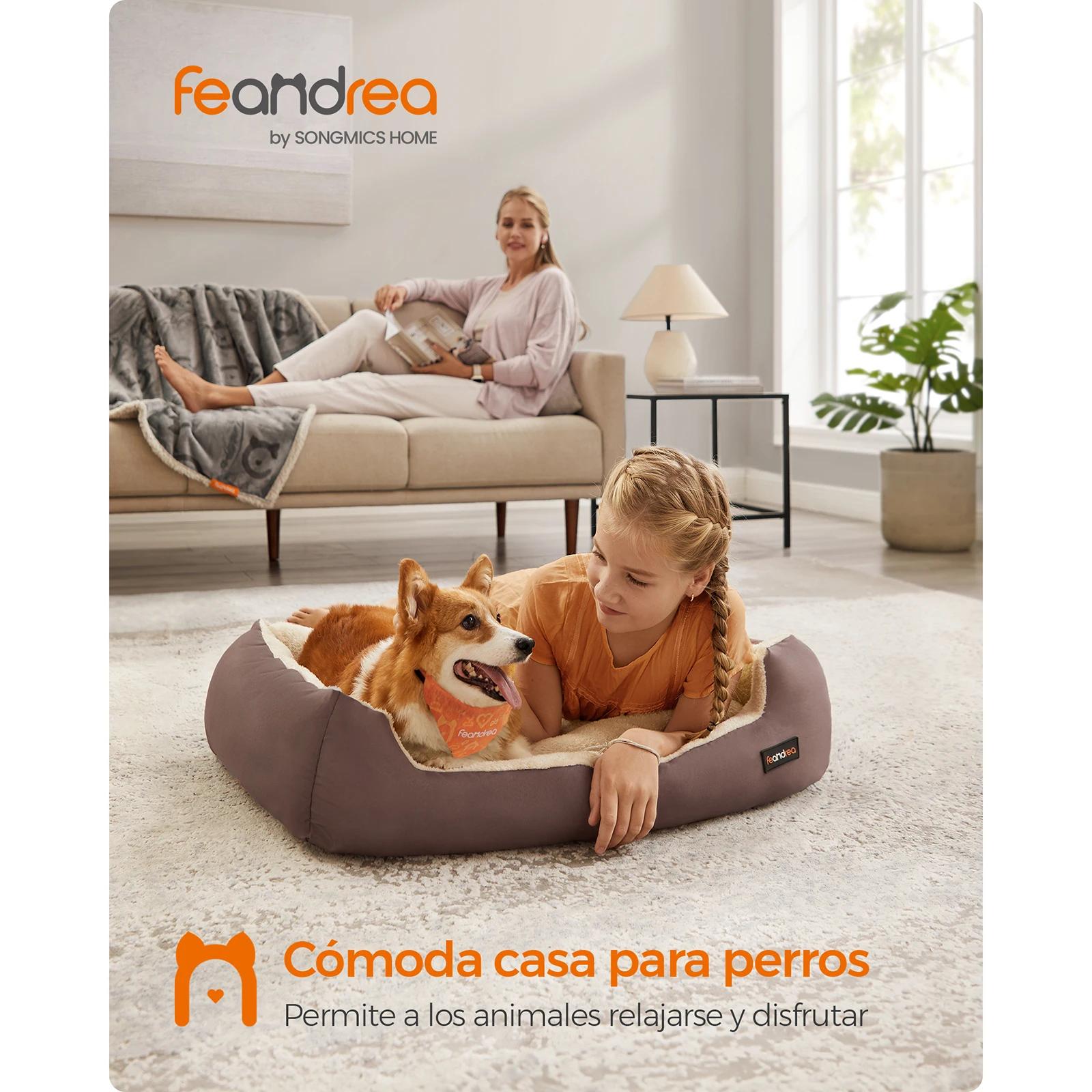 Feandrea Donut Cat Bed: Fluffy calming pet bed with removable, washable cover. Soft long plush. Size: 140 cm.