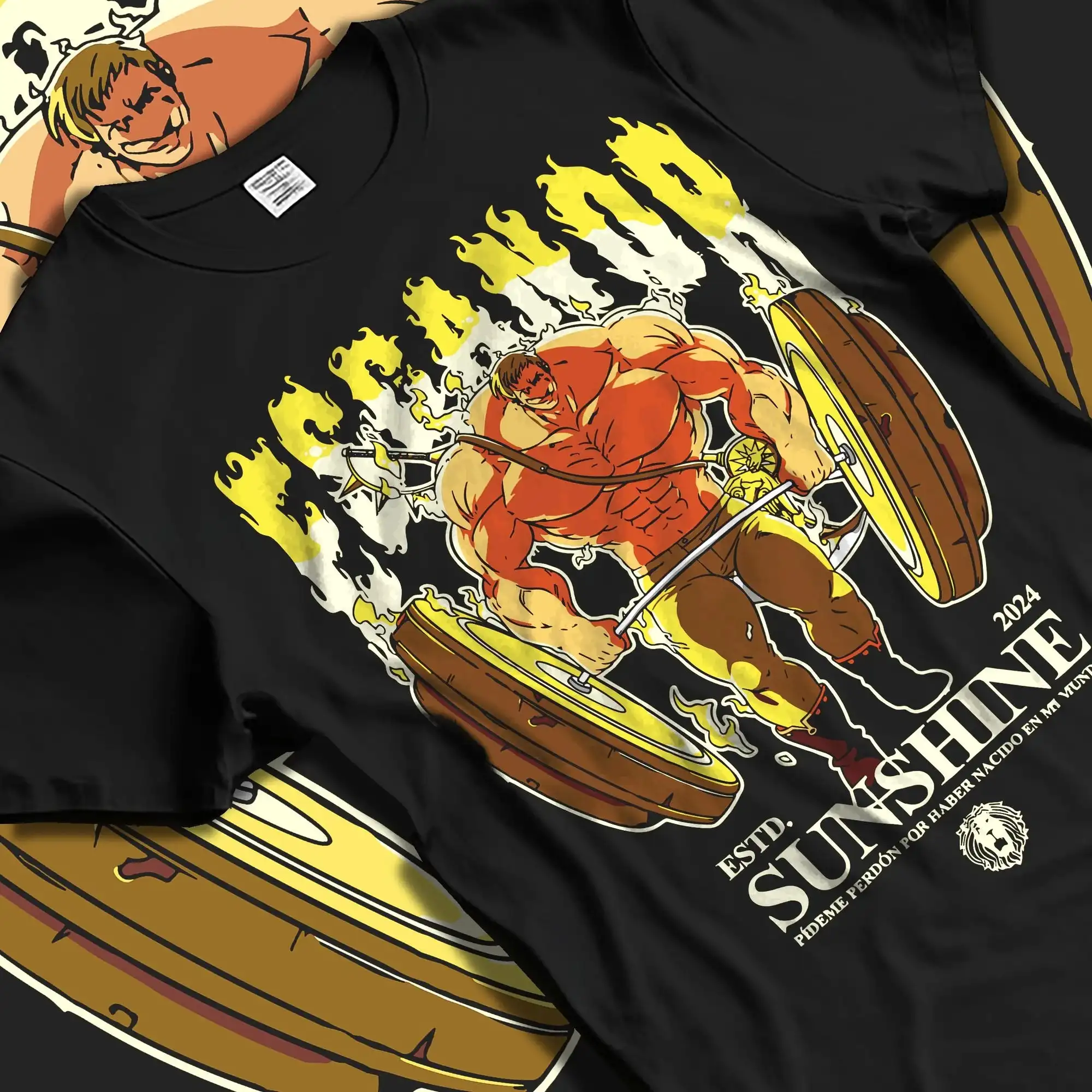 Seven Deadly Sins Flame Lion Warrior Print T-shirt Oversized Y2k Women Men Short Sleeve Cotton High Quality Female Male Clothing