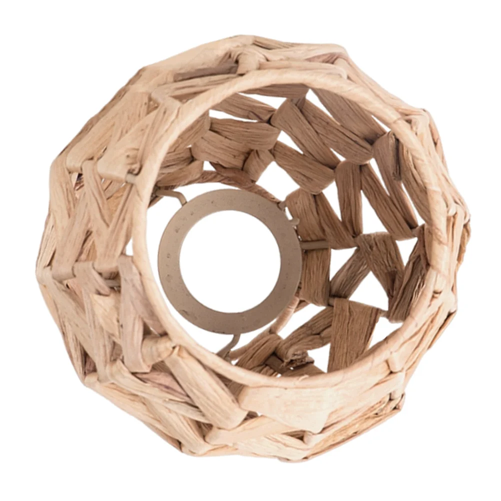 

Natural Straw Hyacinth Lampshade Handwoven Iron Frame Rustic Hollow Lamp Shade for Pendant Light Ceiling Light Cover Woven