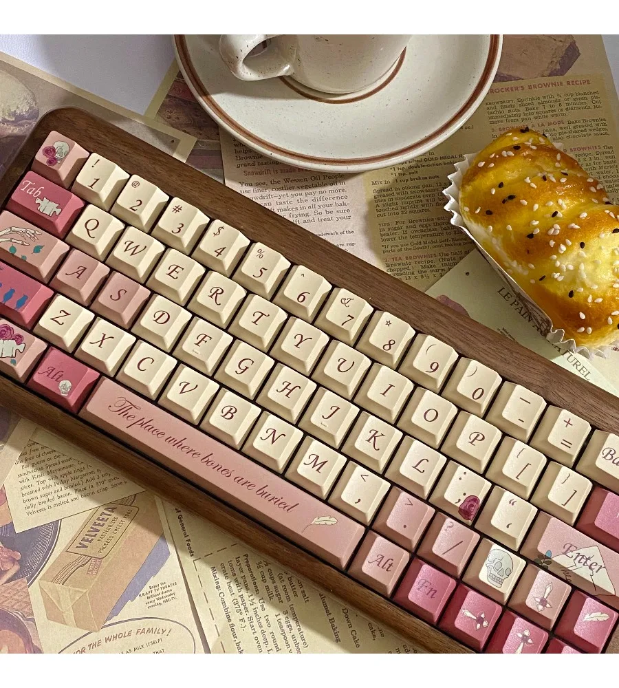 Keycap Sublimation Original factory adapted magnetic axis Mechanical shaft Customized rose letter Keycap Engraved retro