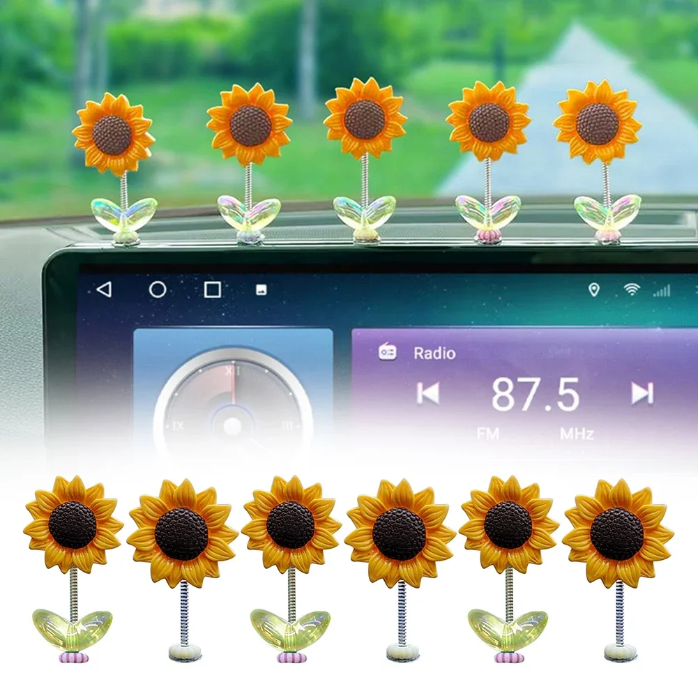 Sunflower Car Dashboard Decorations Funny Interior Aesthetic Ornaments For Car Decoration