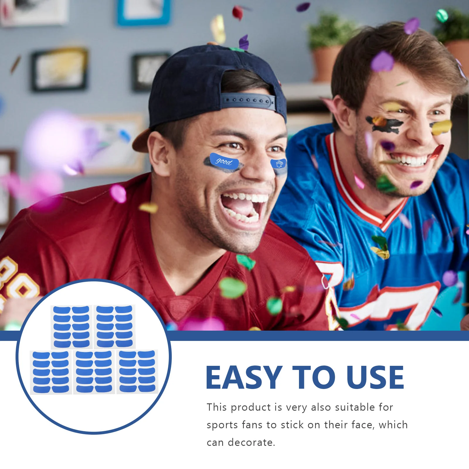 

50 Sheets Blank Eye Strips Portable Face Stickers for Sports Fans Writable Reusable Cheering Accessories Multi-Function Fan