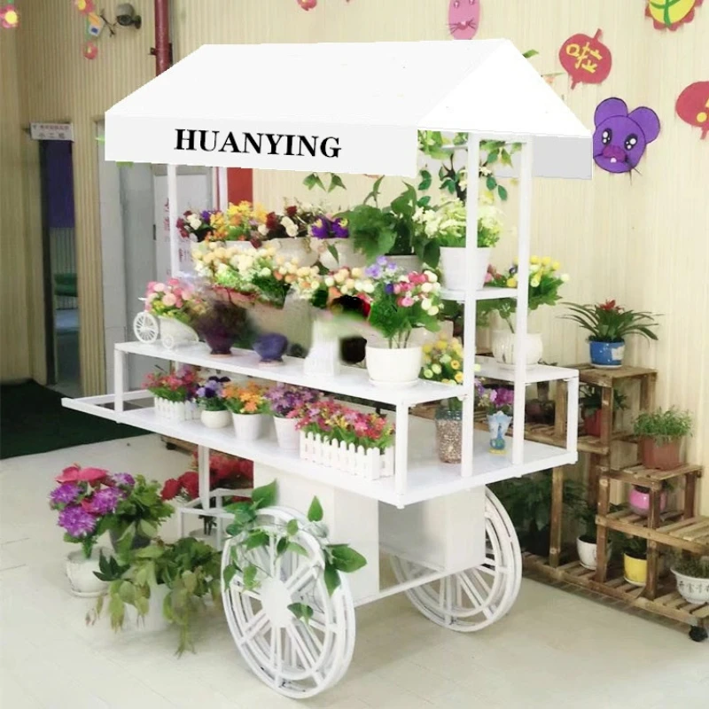 

European wrought iron outdoor float creative flower stand supermarket promotional car flower shop flower display promotional