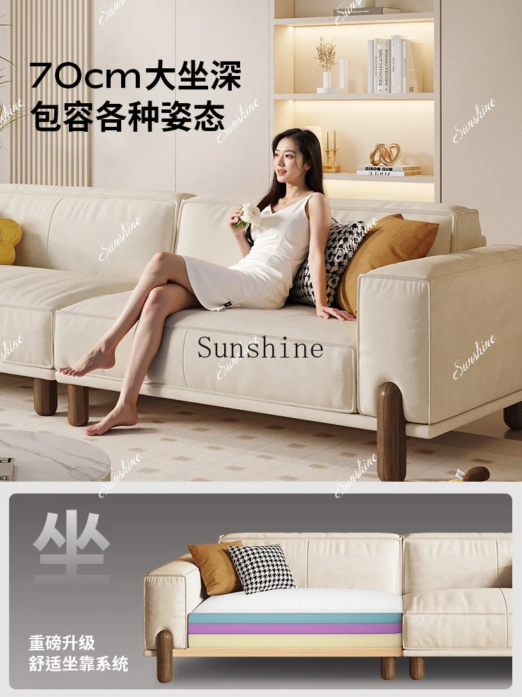 Cream-style anti-cat scratch fabric living room in-line minimalist tofu block sofa  FT