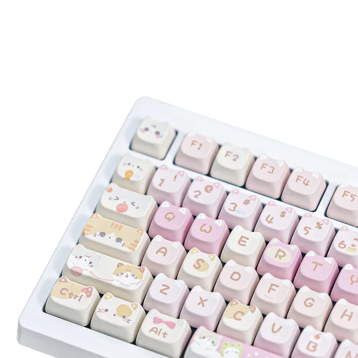 KiiBOOM x Maorbeng Meow Meow Squad Keycaps 141 Keys PBT MAO Profile Keycaps Set for Mechanical Gaming Keyboard