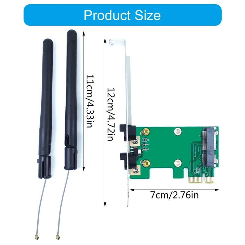 Scheda rete wifi wireless Mini PCIE per adattatore desktop PCIe + 2 antenne 601b