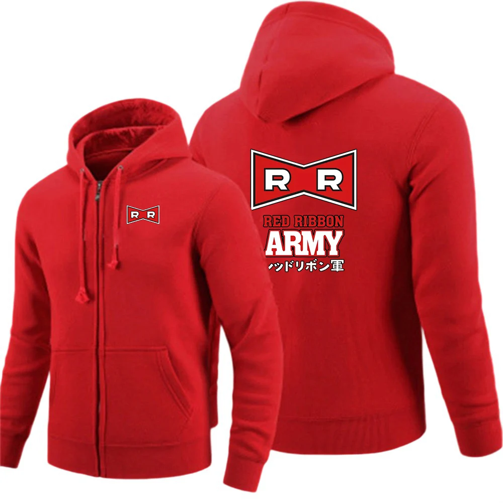 Red Ribbon Army Logo Print 2026 High Street Elegant Demeanor Jacket Spring And Autumn Men's Versatile Hoodies Coat